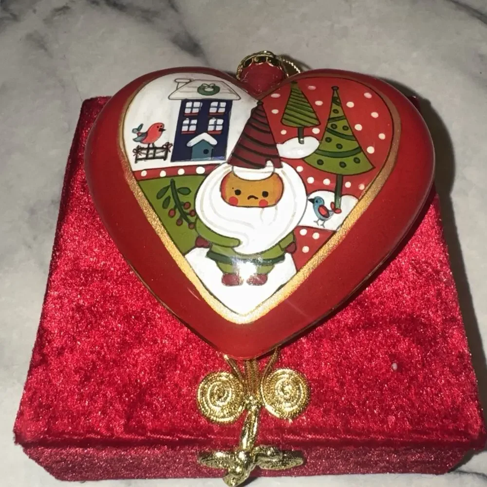 Pier‎ 1 Imports 2013 Glass Christmas Ornament Gnome Elf Heart Li Bien Handmade
